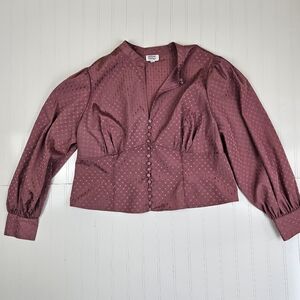 Unique Vintage 40s Style Button Up Cropped Blouse